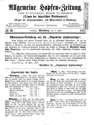 Allgemeine Hopfen-Zeitung Dienstag 2. April 1867