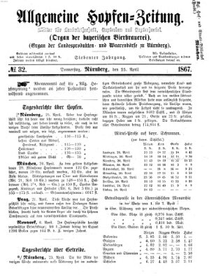Allgemeine Hopfen-Zeitung Donnerstag 25. April 1867