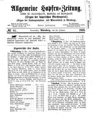 Allgemeine Hopfen-Zeitung Donnerstag 20. Februar 1868