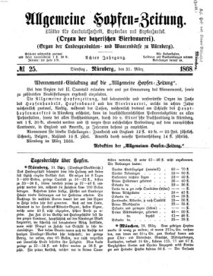 Allgemeine Hopfen-Zeitung Dienstag 31. März 1868