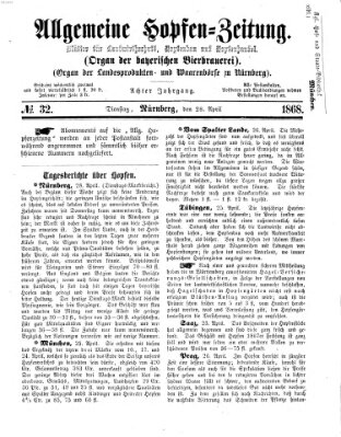 Allgemeine Hopfen-Zeitung Dienstag 28. April 1868