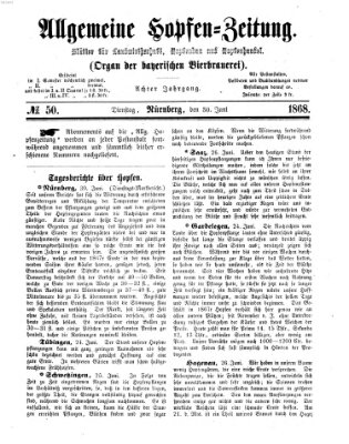 Allgemeine Hopfen-Zeitung Dienstag 30. Juni 1868