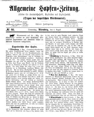 Allgemeine Hopfen-Zeitung Donnerstag 6. August 1868