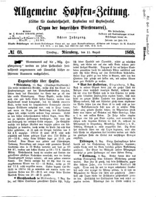 Allgemeine Hopfen-Zeitung Dienstag 11. August 1868