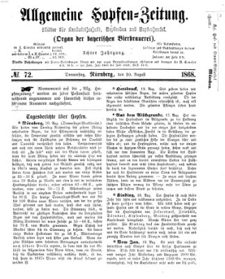 Allgemeine Hopfen-Zeitung Donnerstag 20. August 1868