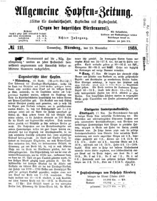 Allgemeine Hopfen-Zeitung Donnerstag 19. November 1868