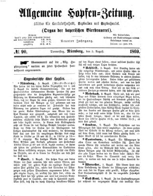 Allgemeine Hopfen-Zeitung Donnerstag 5. August 1869