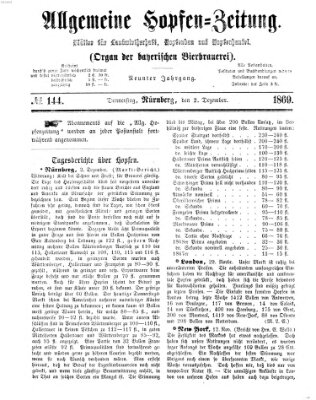 Allgemeine Hopfen-Zeitung Donnerstag 2. Dezember 1869