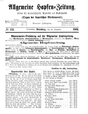 Allgemeine Hopfen-Zeitung Donnerstag 23. Dezember 1869