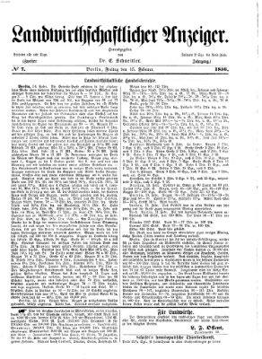 Landwirthschaftliche Zeitung für Nord- und Mittel-Deutschland Freitag 15. Februar 1856