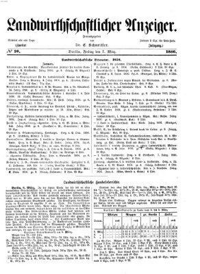 Landwirthschaftliche Zeitung für Nord- und Mittel-Deutschland Freitag 7. März 1856
