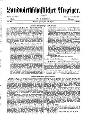 Landwirthschaftliche Zeitung für Nord- und Mittel-Deutschland Freitag 11. April 1856