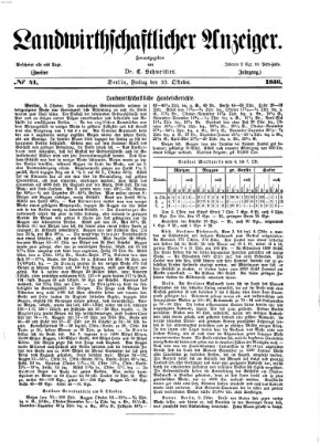 Landwirthschaftliche Zeitung für Nord- und Mittel-Deutschland Freitag 10. Oktober 1856