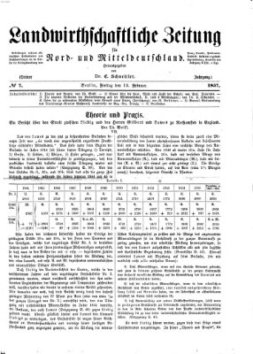 Landwirthschaftliche Zeitung für Nord- und Mittel-Deutschland Freitag 13. Februar 1857