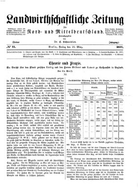 Landwirthschaftliche Zeitung für Nord- und Mittel-Deutschland Freitag 13. März 1857