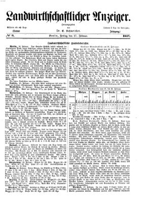 Landwirthschaftliche Zeitung für Nord- und Mittel-Deutschland Freitag 27. Februar 1857