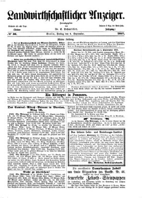 Landwirthschaftliche Zeitung für Nord- und Mittel-Deutschland Freitag 4. September 1857