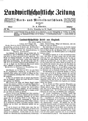 Landwirthschaftliche Zeitung für Nord- und Mittel-Deutschland Donnerstag 26. August 1858