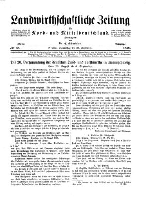 Landwirthschaftliche Zeitung für Nord- und Mittel-Deutschland Donnerstag 23. September 1858
