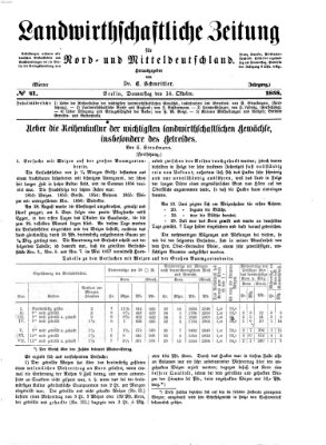 Landwirthschaftliche Zeitung für Nord- und Mittel-Deutschland Donnerstag 14. Oktober 1858