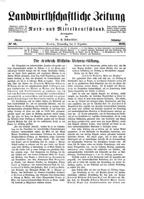 Landwirthschaftliche Zeitung für Nord- und Mittel-Deutschland Donnerstag 2. Dezember 1858
