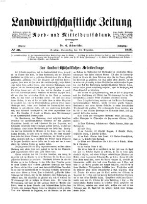 Landwirthschaftliche Zeitung für Nord- und Mittel-Deutschland Donnerstag 16. Dezember 1858
