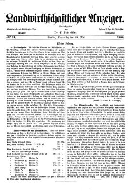 Landwirthschaftliche Zeitung für Nord- und Mittel-Deutschland Donnerstag 20. Mai 1858