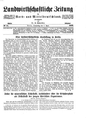 Landwirthschaftliche Zeitung für Nord- und Mittel-Deutschland Donnerstag 7. April 1859