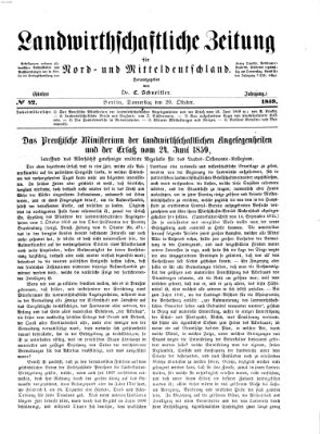 Landwirthschaftliche Zeitung für Nord- und Mittel-Deutschland Donnerstag 20. Oktober 1859