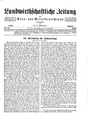 Landwirthschaftliche Zeitung für Nord- und Mittel-Deutschland Donnerstag 3. November 1859