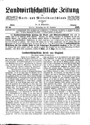 Landwirthschaftliche Zeitung für Nord- und Mittel-Deutschland Donnerstag 29. Dezember 1859