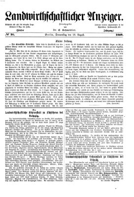 Landwirthschaftliche Zeitung für Nord- und Mittel-Deutschland Donnerstag 18. August 1859