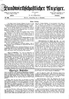 Landwirthschaftliche Zeitung für Nord- und Mittel-Deutschland Donnerstag 3. November 1859