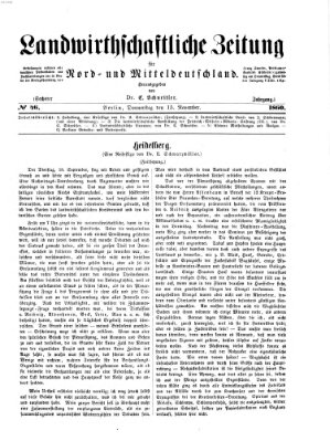 Landwirthschaftliche Zeitung für Nord- und Mittel-Deutschland Donnerstag 15. November 1860