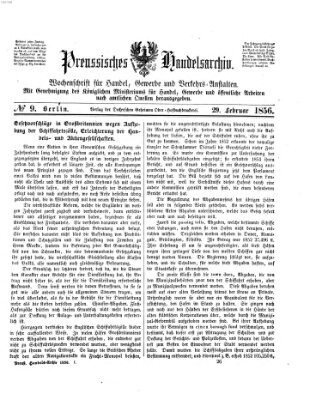 Preußisches Handels-Archiv Freitag 29. Februar 1856