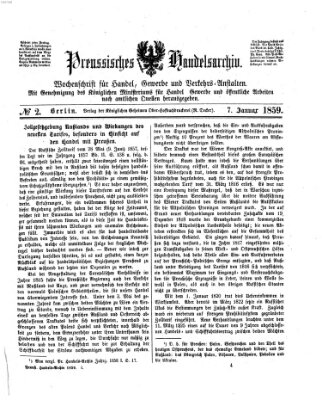 Preußisches Handels-Archiv Freitag 7. Januar 1859