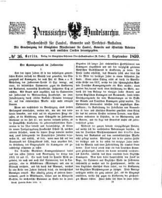 Preußisches Handels-Archiv Freitag 2. September 1859
