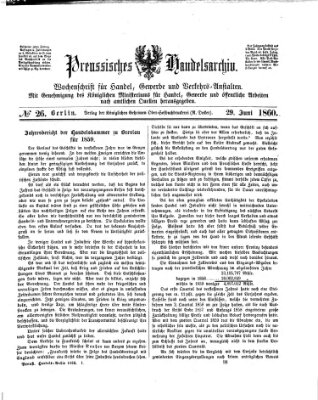 Preußisches Handels-Archiv Freitag 29. Juni 1860
