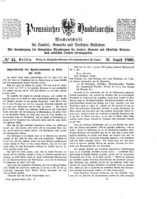 Preußisches Handels-Archiv Freitag 31. August 1860