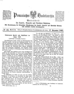 Preußisches Handels-Archiv Freitag 27. Dezember 1861