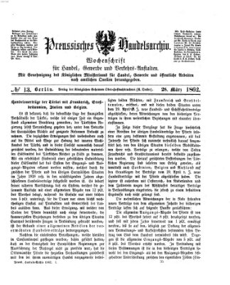 Preußisches Handels-Archiv Freitag 28. März 1862