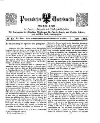 Preußisches Handels-Archiv Freitag 11. April 1862