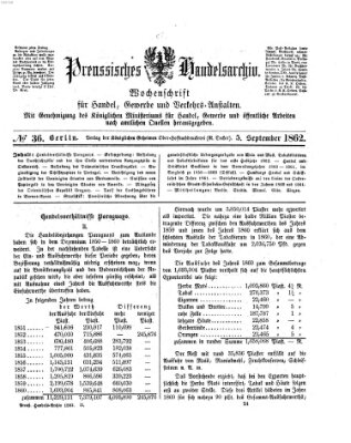 Preußisches Handels-Archiv Freitag 5. September 1862
