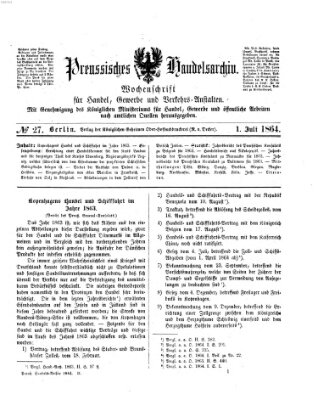 Preußisches Handels-Archiv Freitag 1. Juli 1864