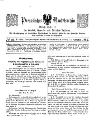 Preußisches Handels-Archiv Freitag 14. Oktober 1864