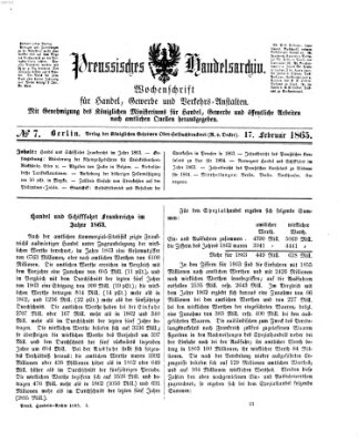 Preußisches Handels-Archiv Freitag 17. Februar 1865