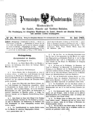 Preußisches Handels-Archiv Freitag 14. Juli 1865
