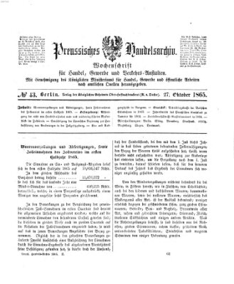 Preußisches Handels-Archiv Freitag 27. Oktober 1865