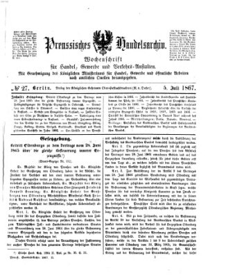 Preußisches Handels-Archiv Freitag 5. Juli 1867