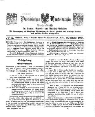 Preußisches Handels-Archiv Freitag 16. Oktober 1868